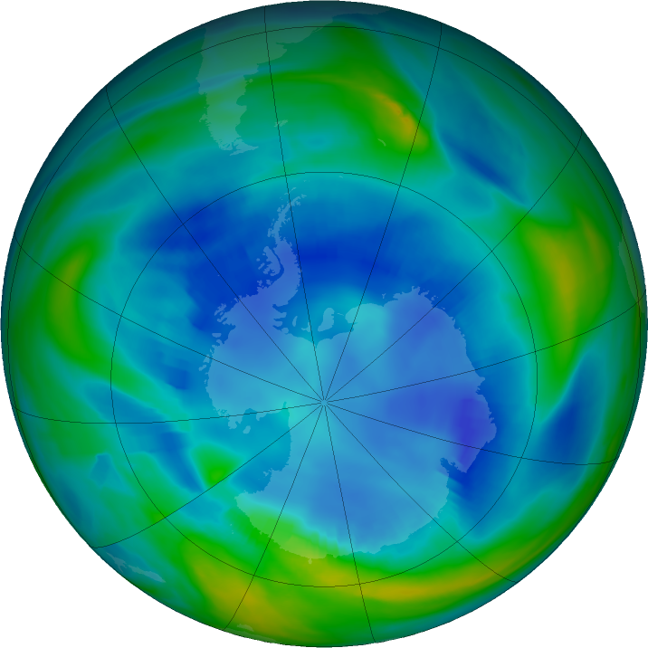 Antarctic ozone map for 19 August 2022